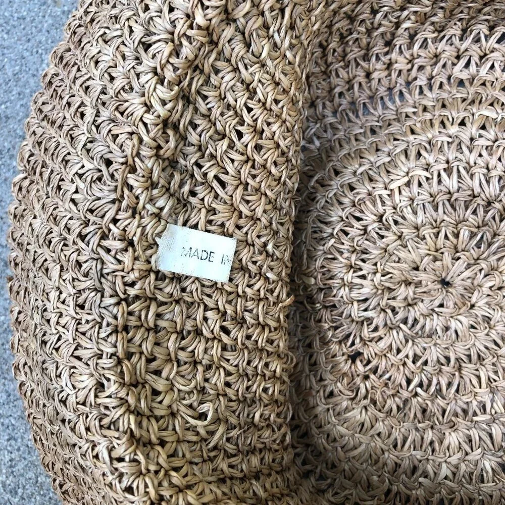 Women's Bucket Fedora Hat Crochet Woven Cap One Size Brown​